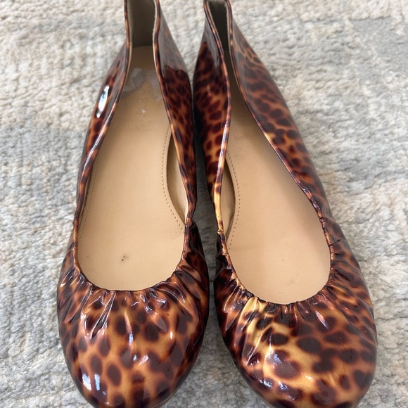 Jcrew Sz 7 Cece Leopard Patent Flats made in Italy - Picture 1 of 16
